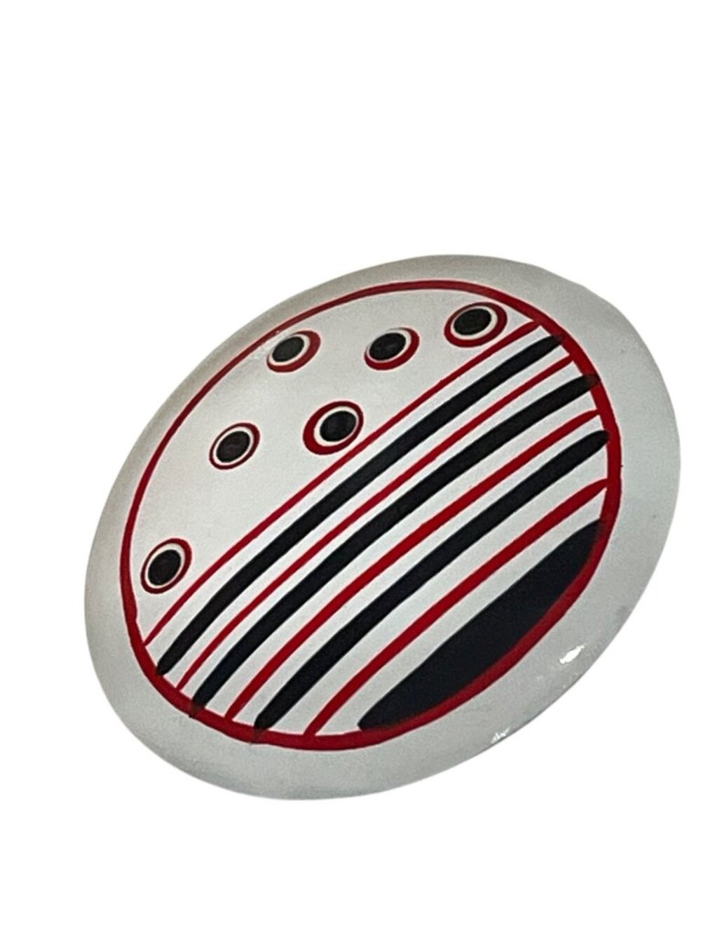 Abstract Wood Style Round Brooch Pin /Pendant White Red Black A68